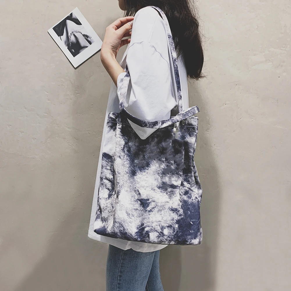 

Casual Women Tie Dye Patchwork Large Capacity Nylon Bag Single-Shoulder Bag Vintage Tote Shoulder Shopping Bag