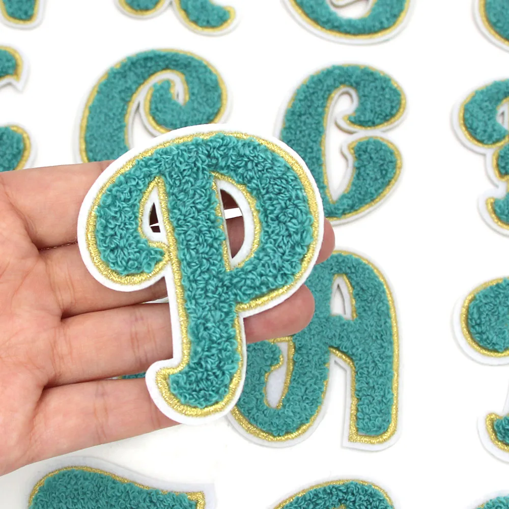 1 шт. нашивка с зелеными буквами Английский алфавит железные нашивки 3D полотенце