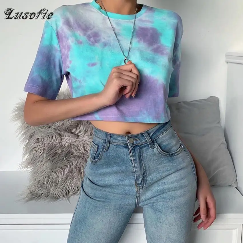 Женская футболка с коротким рукавом и круглым вырезом Lusofie Повседневная Уличная