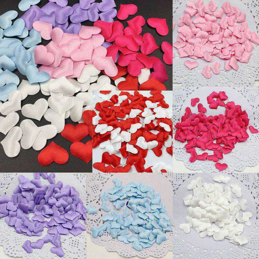 100 шт. шелковая губка сатиновая ткань Милые Лепестки в форме сердца Свадебные