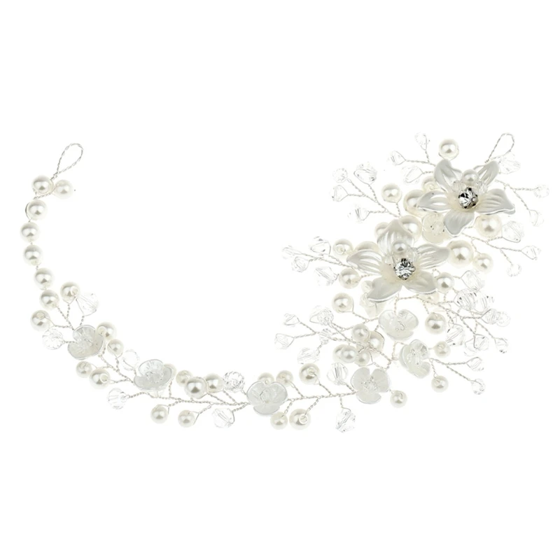 

Bride Headband Pearl Floral Jewelry Women Wedding Hair Band Handmade Decoration