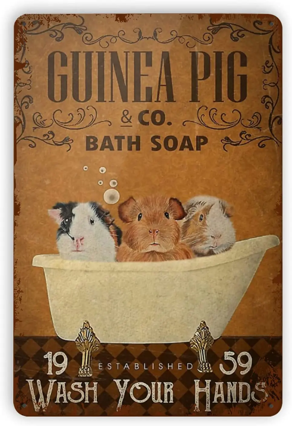 

Metal Vintage Tin Signs Guinea Pig Company Bath Soap Funny Wall Decor for Home Bars Pubs Cafes Re metal sign