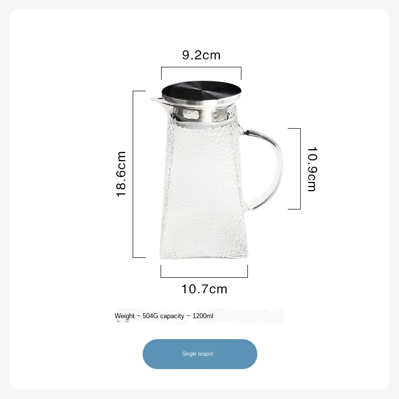 Стеклянный кувшин для воды Hammer термостойкий чайник большой емкости ручка сока