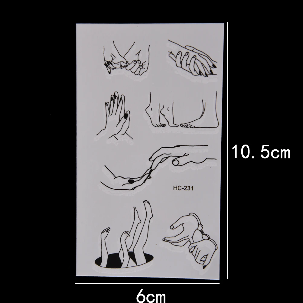 

1 Sheet of Temporary Tattoo Sticker Fake Flash Tattoo Sticker Fingers Toes Body Art Sexy Waterproof Temporary Tattoo 10.5x6cm