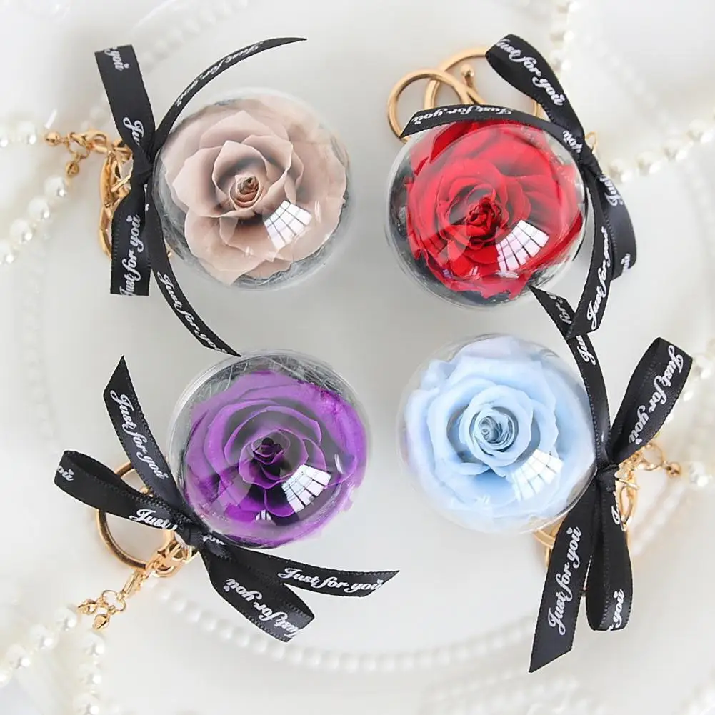 

Fashion Forever Rose Preserved Rose Eternal Rose Present Romantic Gift Valentine'S Day Wedding Gift Flower Hanging Keychain