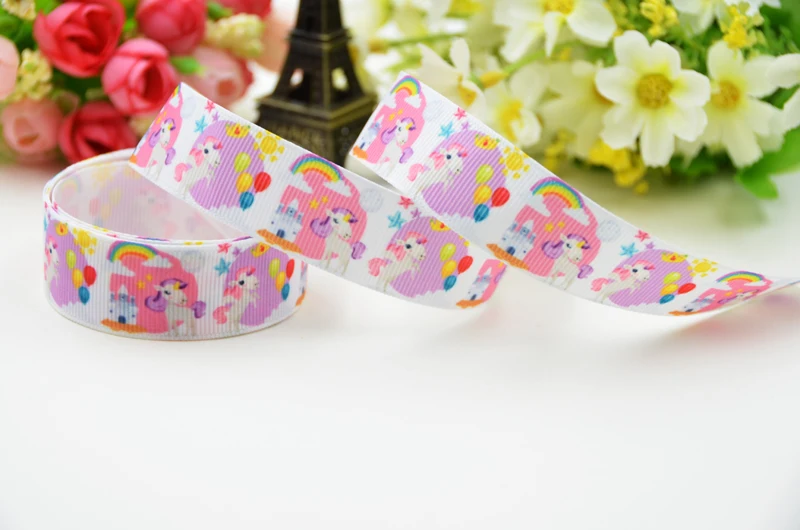 

7/8'' 22mm,1" 25mm,1-1/2" 38mm,3" 75mm Unicorn Cartoon Character printed Grosgrain Ribbon party decoration X-01508 10 Yards