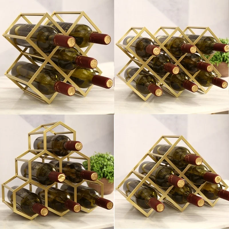 CF3 Simple Diamond Wine Rack Display Lattice Cabinet Metal Customized Red Creative | Мебель