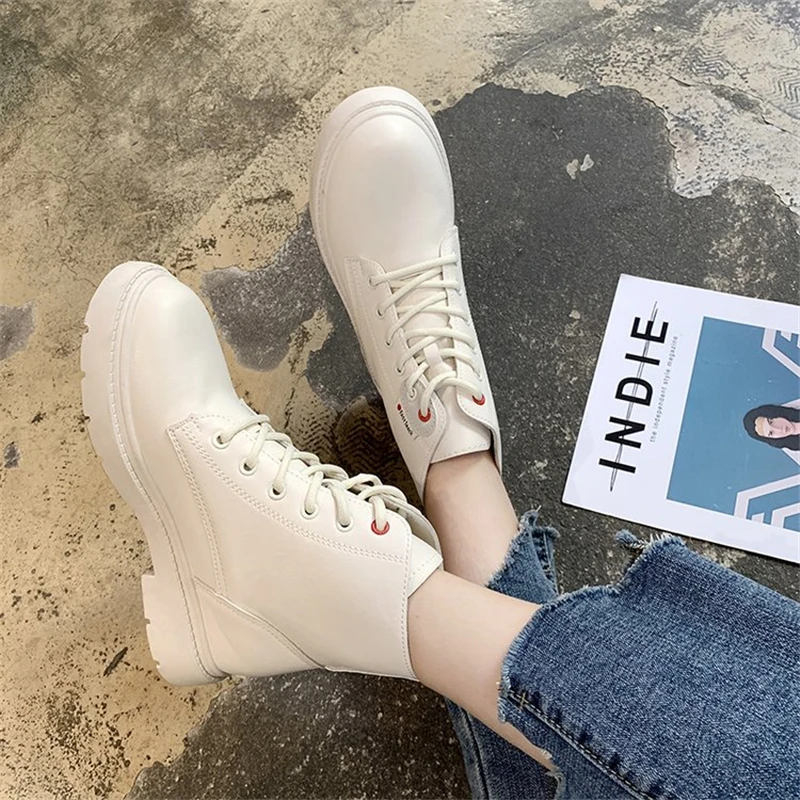 Зимние ботинки женские ботильоны на шнуровке Mujer Botas Invierno Basic bottes femme Feminina stivali donna