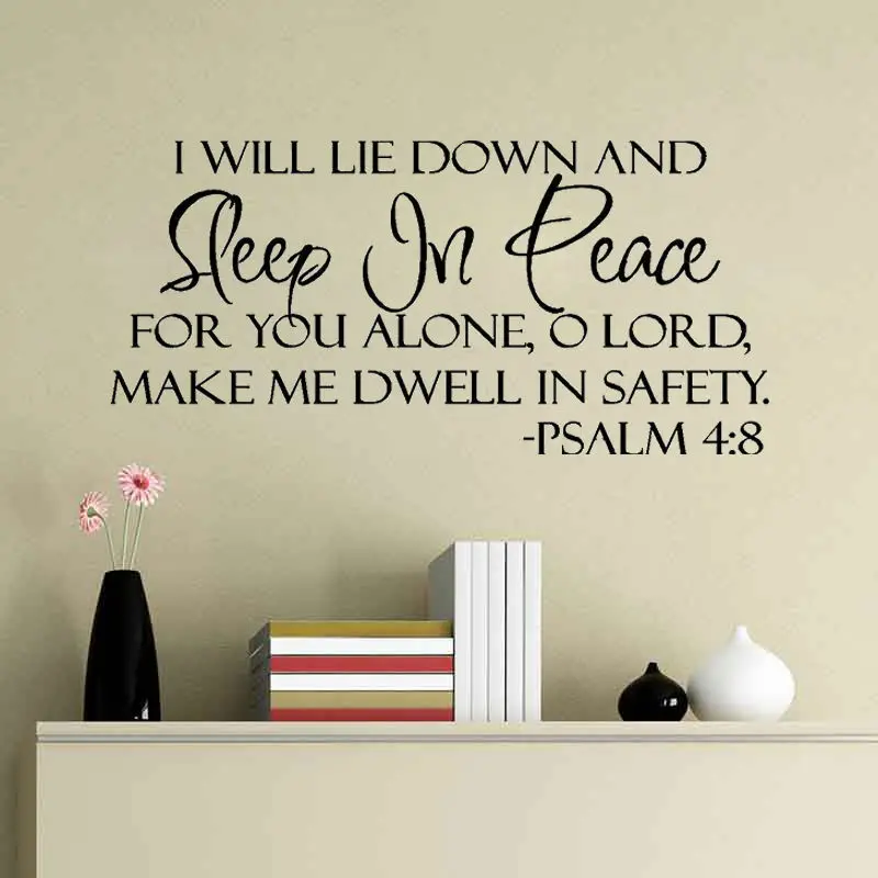 

Sleep In Peace Wall Stickers Removable Quote Word Decals Bible Verse Wall Sticker Psalm Words Wall stickers