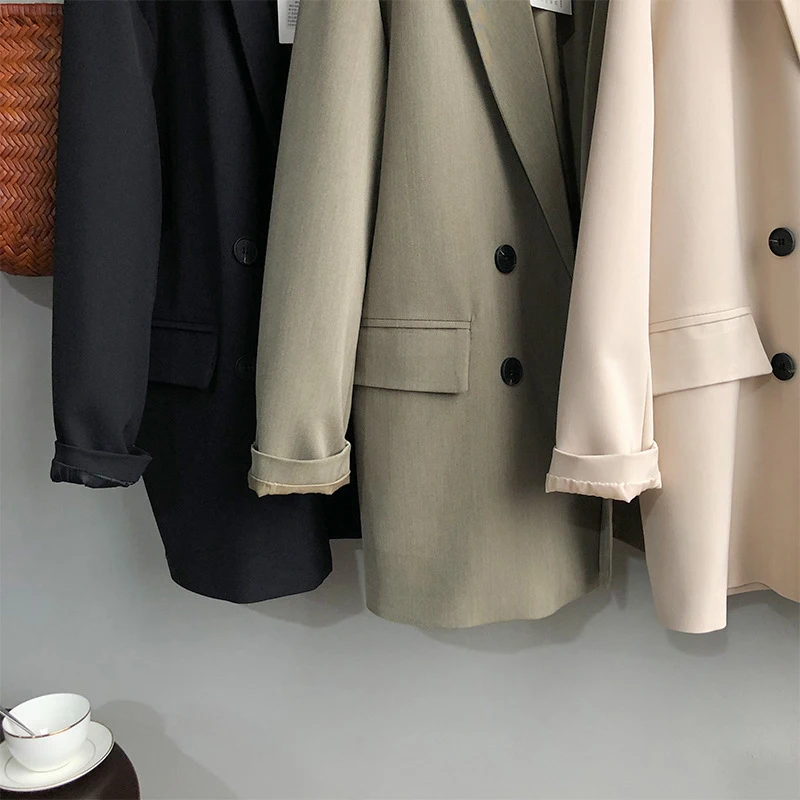 

Vintage Plaid Double Breasted Women Blazer Oversized Full Sleeve Female Suit Coat Elegant Autumn Women Jackets Outwear rao0011