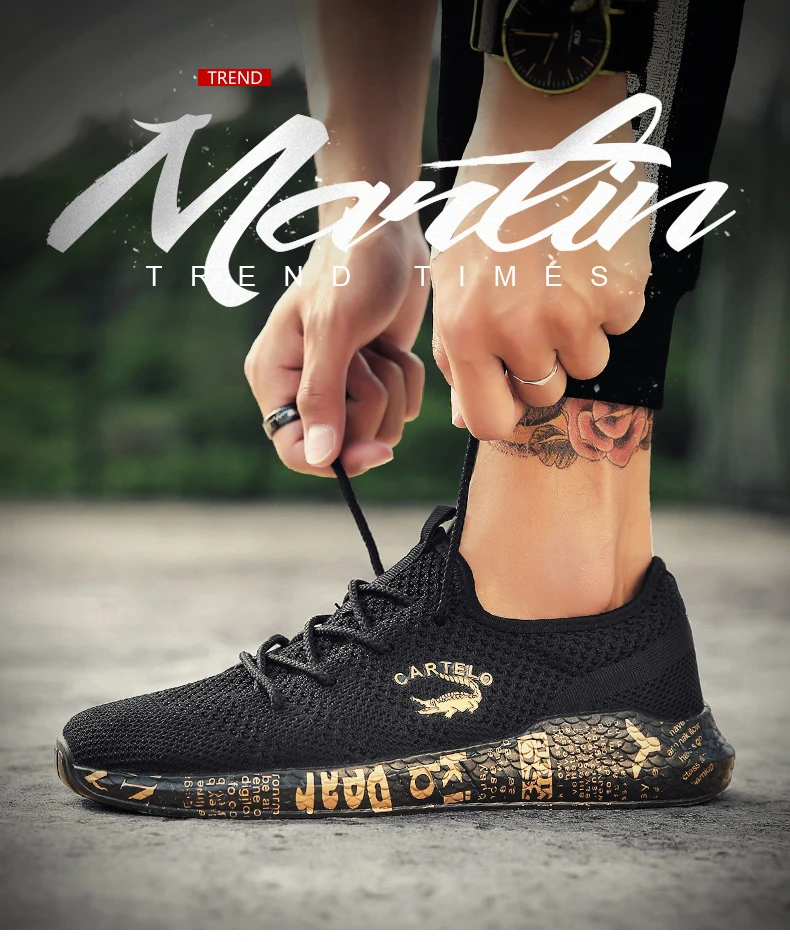 CARTELO men's shoes fashion trend simple and light comfortable shoes breathable flying woven Korean sports casual shoes men