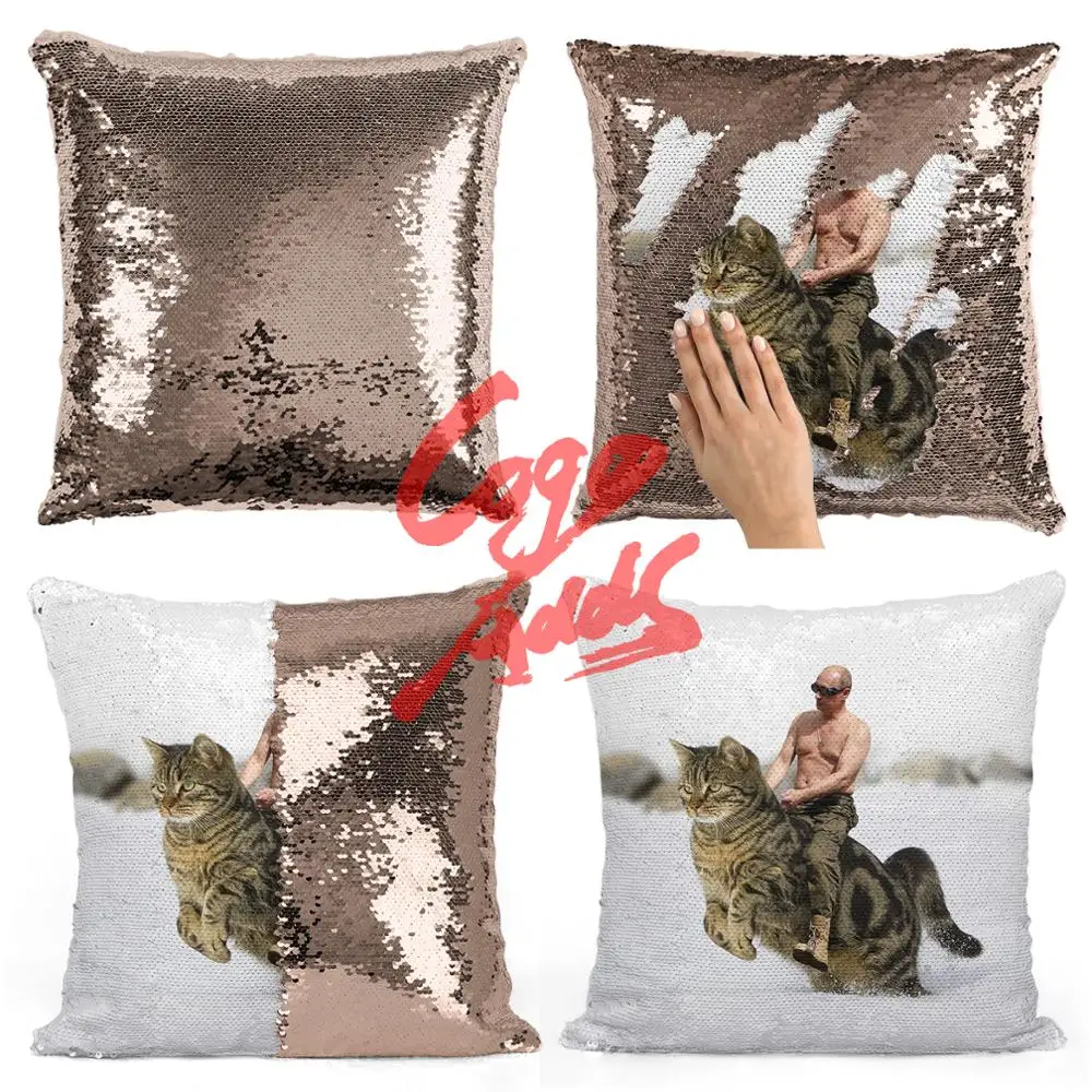 Владимира Путина с кошка подушка с блестками наволочка с блестками | два подушка в виде елки | гипоаллергенный браслет, прекрасный подарок для девушки, | подарок для Него | подушка | Магическая подушка