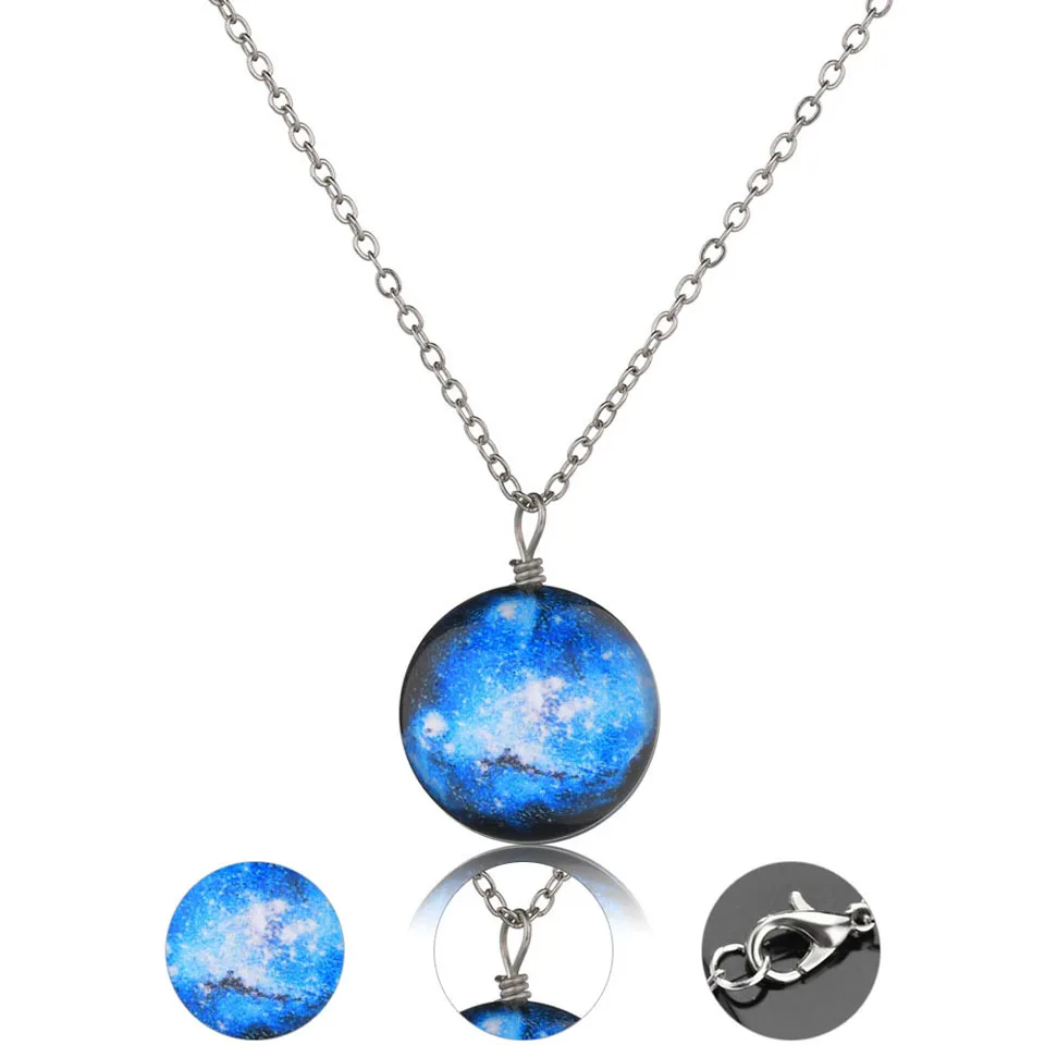 Двустороннее ожерелье с подвеской в виде вселенной и планеты|Ожерелья подвеской|