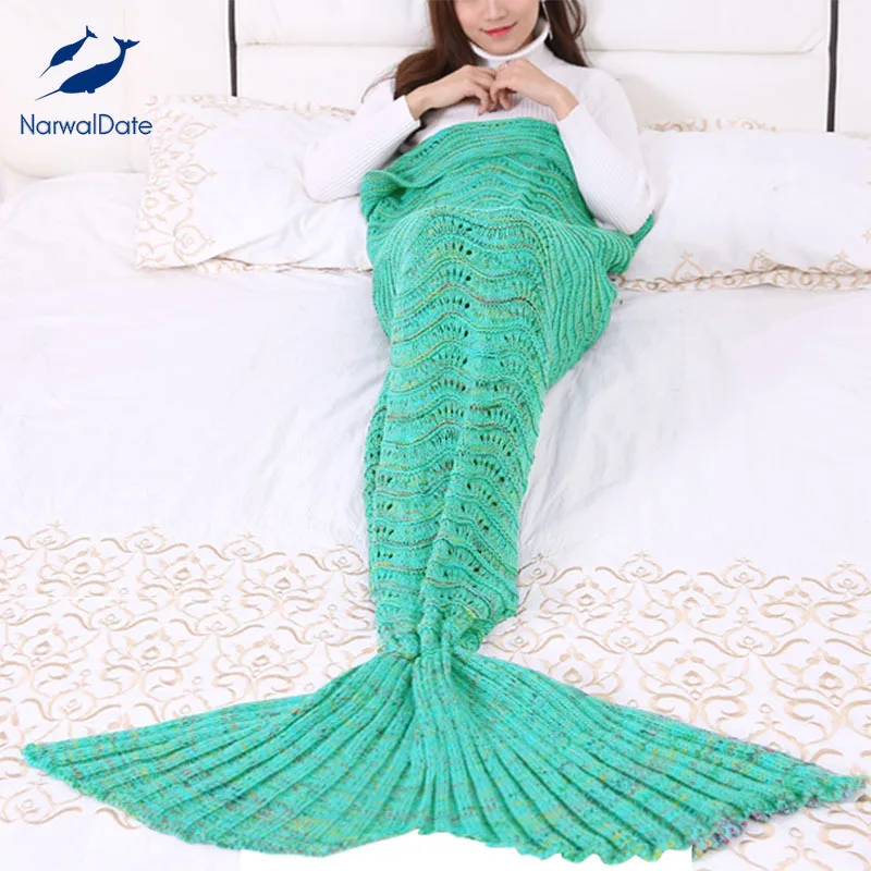 

Winter Blanket Knitted Thinken Crochet Anti-pilling Nap Sexy Cozy Profile Throw Blankets Mermaid Tail Blanket