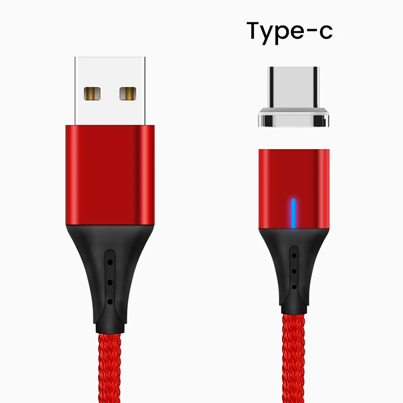 Red For Type-C Amzish 3A Магнитный Micro USB кабель для iPhone samsung тип данных C usb Магнитный USB кабель micro usb быстрого зарядного устройства type c магнитный кабель micro usb магнитная зарядка шнур для зарядки телефона - Цвет: Red For Type-C