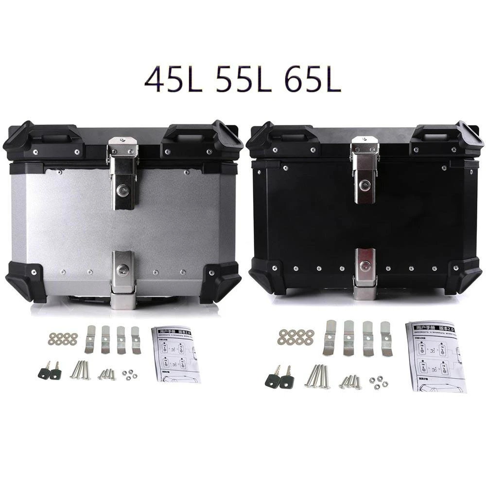 

45L 55L 65L Universal Motorcycle Rear Trunk Tail Box Removable Luggage Helmet Lock Toolbox Case Aluminum Alloy Modified