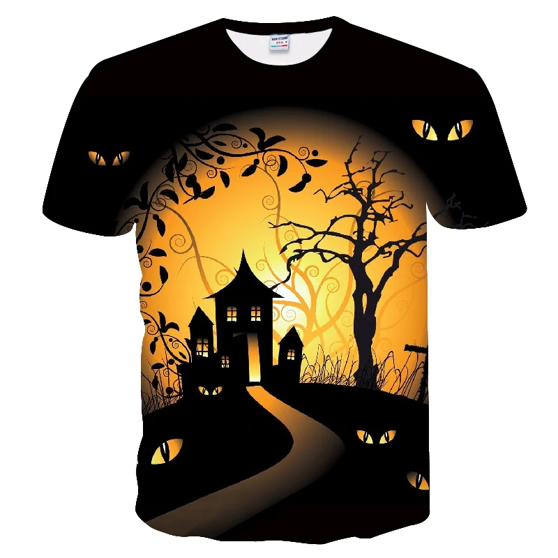 Новинка 2019 Мужская футболка на Хэллоуин с 3D принтом короткий рукав &quotКошмар