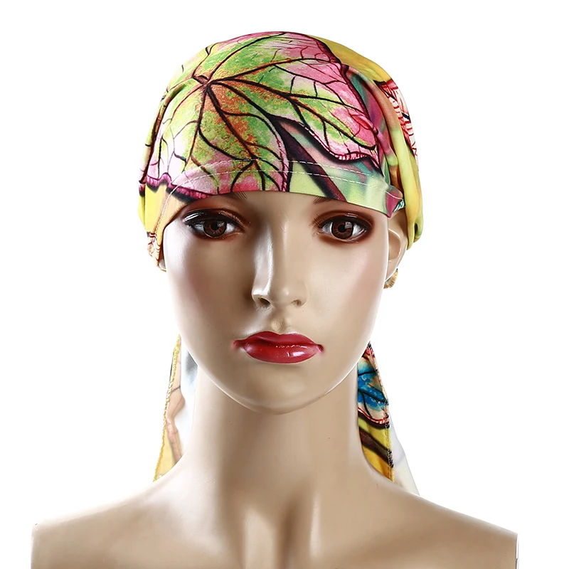 Женская шляпа шелковая с принтом мусульманская шапка пуловер Кепка Эластичный