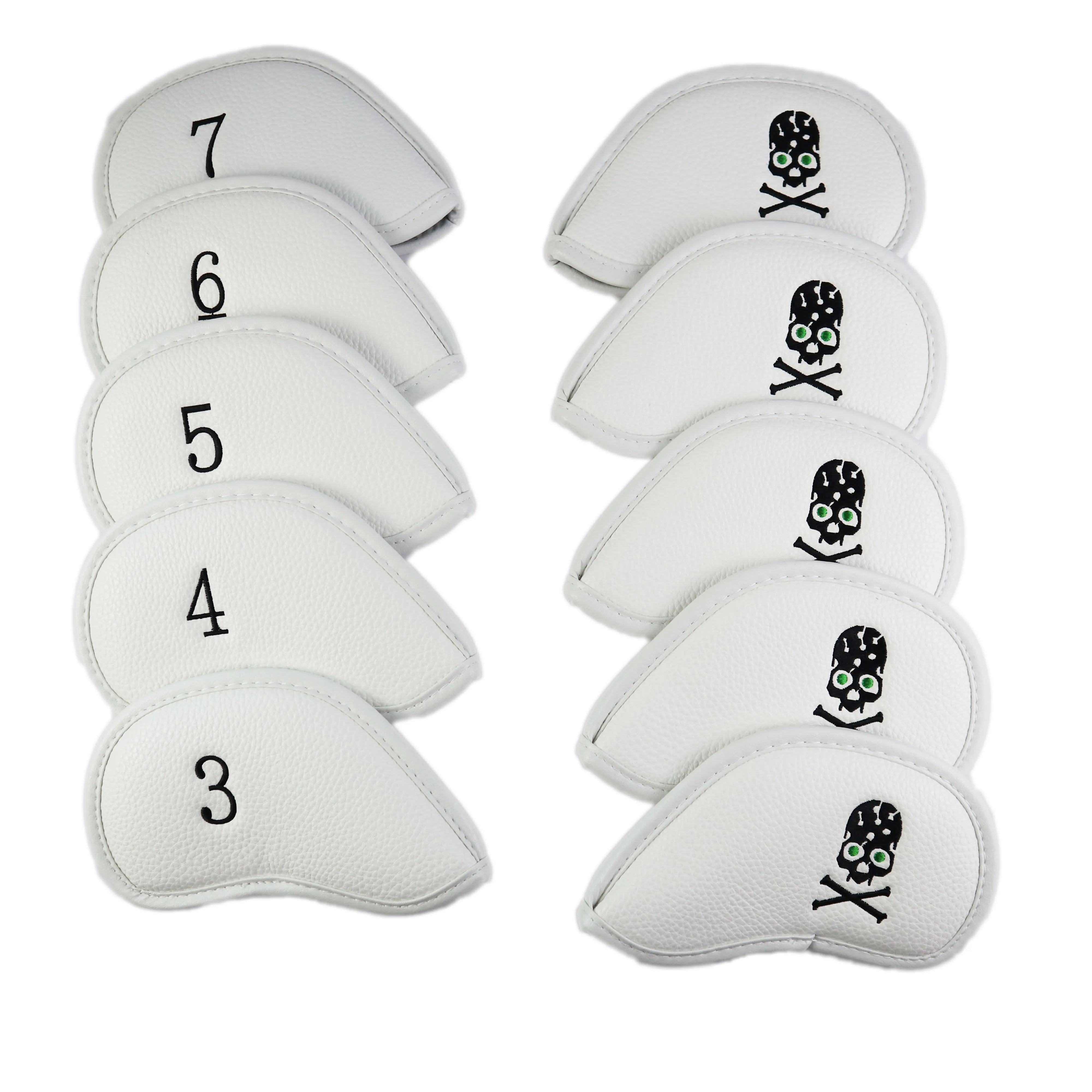 10pcs white NRC Гольф Железный головной убор изысканный PU толстый из искусственной кожи гольф клуб Железный головной убор аксессуары - Цвет: 10pcs white