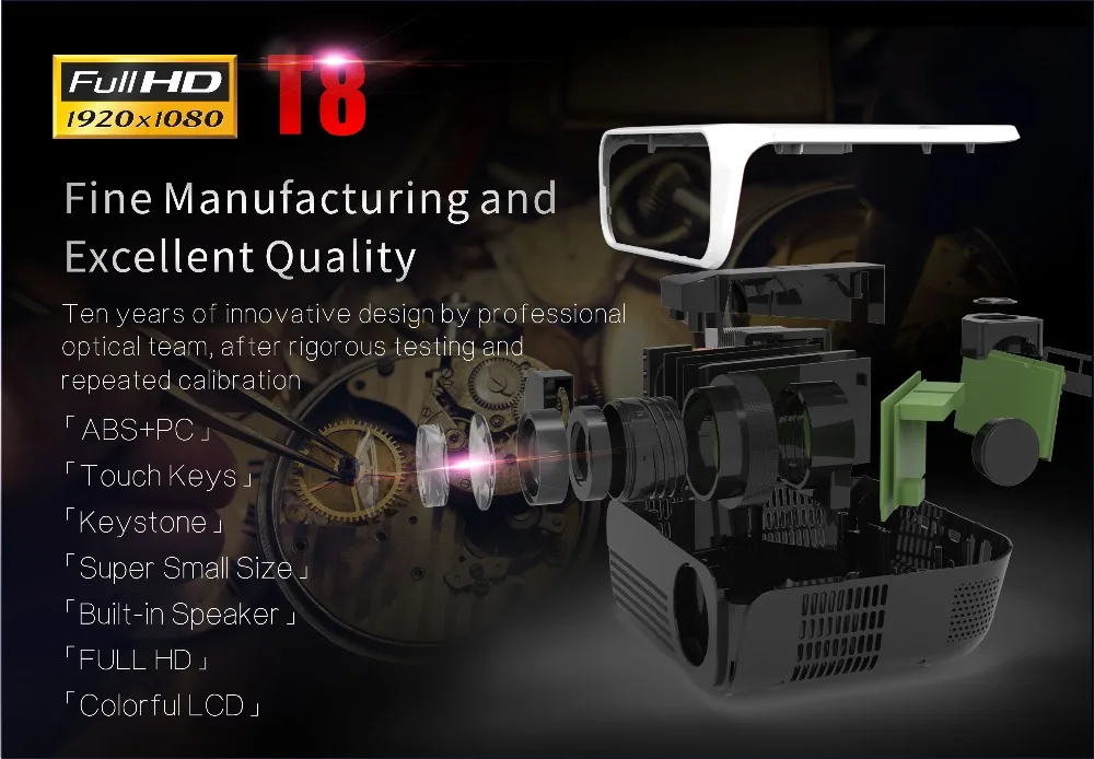 ByJoTeCH T8 светодиодный проектор 1920*1080 Full HD 1080P Android 7,1 4500 люменов Amlogic S905 2G 16G Proyector Beame домашний кинотеатр
