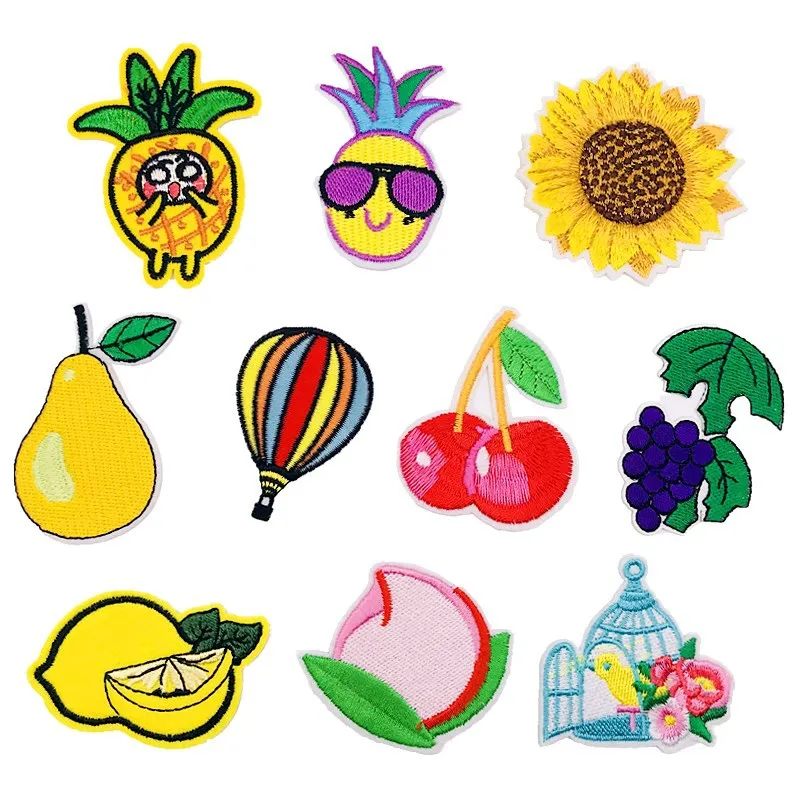 Вышивка фруктов овощей ананас арбуз вишня приклеивающаяся ткань аксессуары для