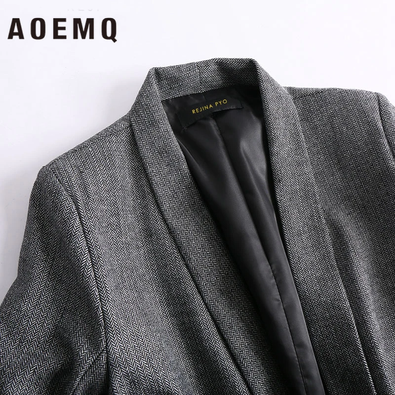 Женская Осенняя куртка AOEMQ куртки глубокого цвета с карманами офисная одежда