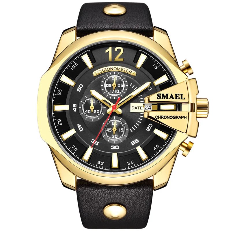 

SMAEL Fashion Mens Watches life Waterproof Top Brand Luxury Leather Analog Quartz Wirstwatch Men Casual Clock erkek kol saati