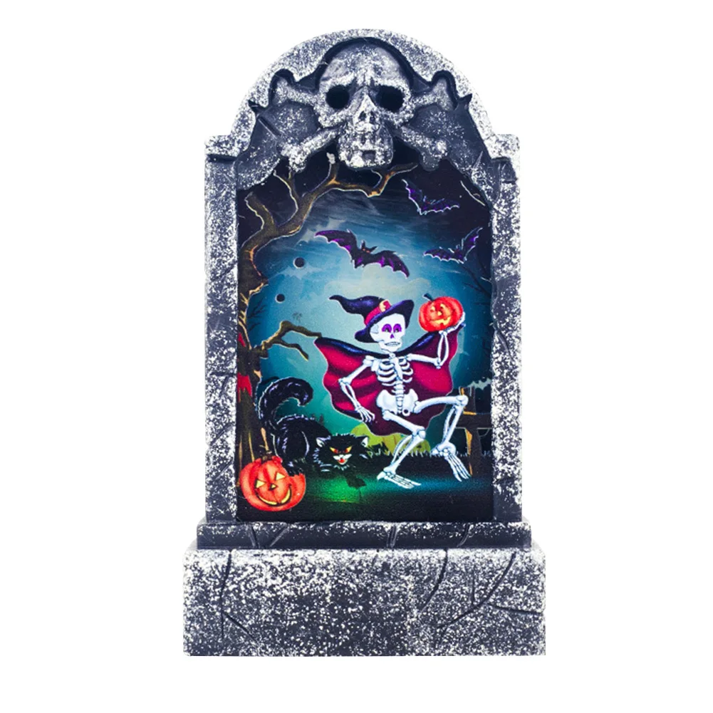 

Ornaments Skeleton Simulation Party Vintage Scary Props Tombstone Lamp Luminous Plastic Led Halloween Decorations Home Holiday