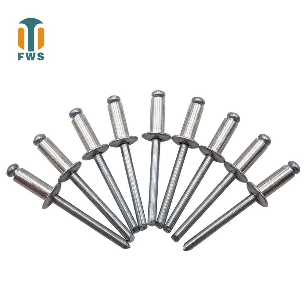 

GB/T 12618.1 DIN EN ISO 15977 Aluminum & Steel M2.4 M3 Blind Rivets Pop Rivets Break Mandrel Round Head Open Type