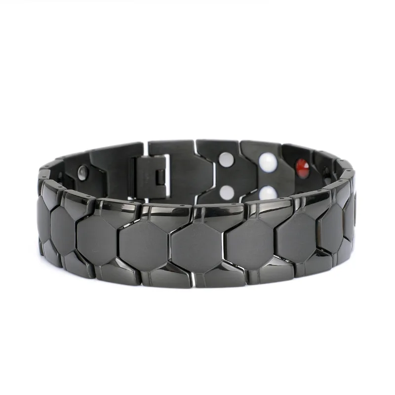 

Health Magnetic Therapy Bracelet Men Jewelry Black 316L Stainless Steel 4 Elements Bracelets & Bangles Power Therapy Bracelets
