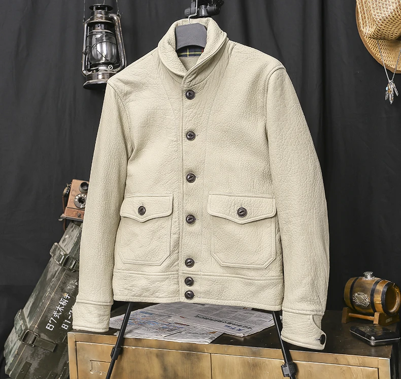 

JCHB 2021 High Quality Genuine Leather Jacket Men 100% Deerskin Coat Vintage Men's Jackets Spring Autumn Chaquetas Hombre Pph37