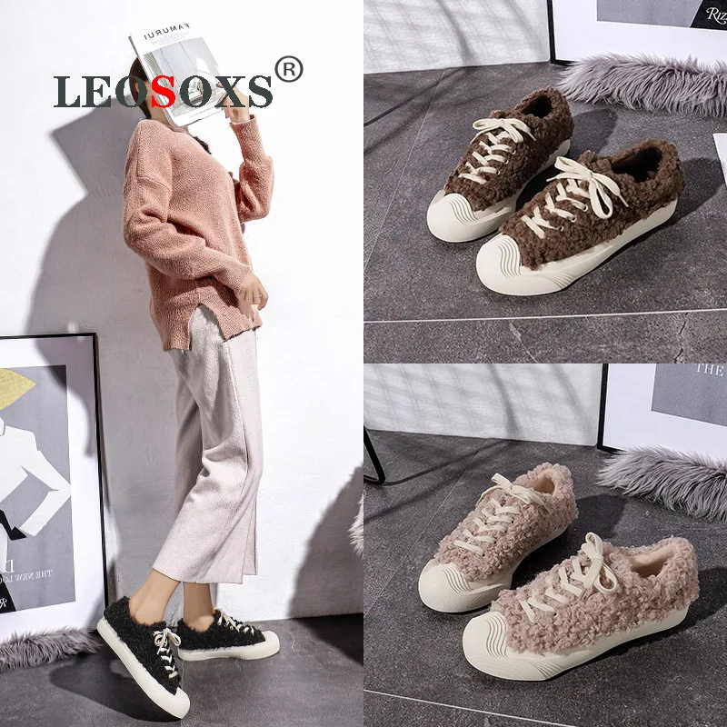 Пушистая обувь на плоской подошве Повседневная бархатная в стиле ретро Женская