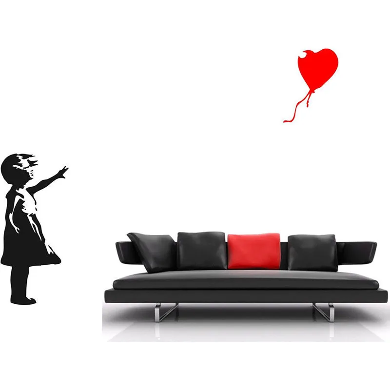 Бэнкси девочка шар виниловые Стикеры для декора окна стены автомобиль ноутбука
