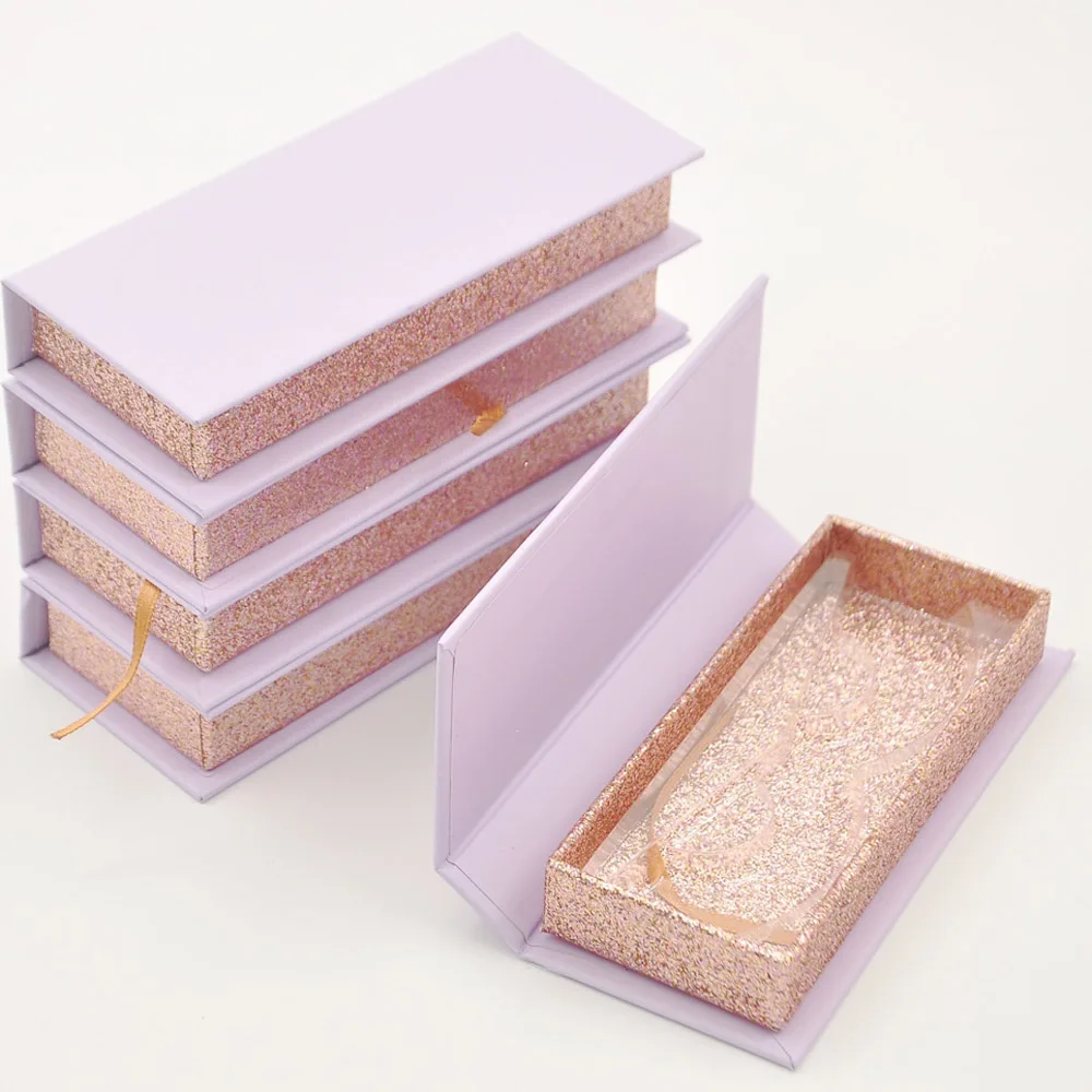 

Wholesale Eyelashes Box Package Lash Boxes Package Custom Rectangle Lavender 25mm Faux Cils Makeup Storage Case bulk Vendors