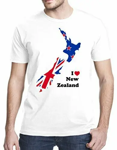 

I Love New Zealand Map Flag Men T-Shirt Short Casual Four Seasons Harajuku Shirts Size S-3XL