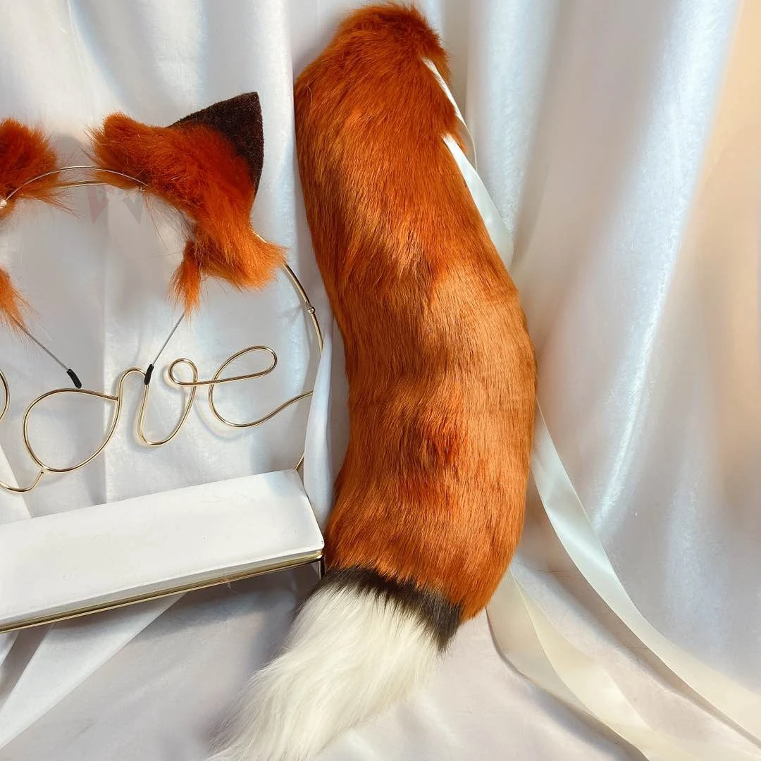 Женский обруч для волос с волчьими ушками и красной лисой |