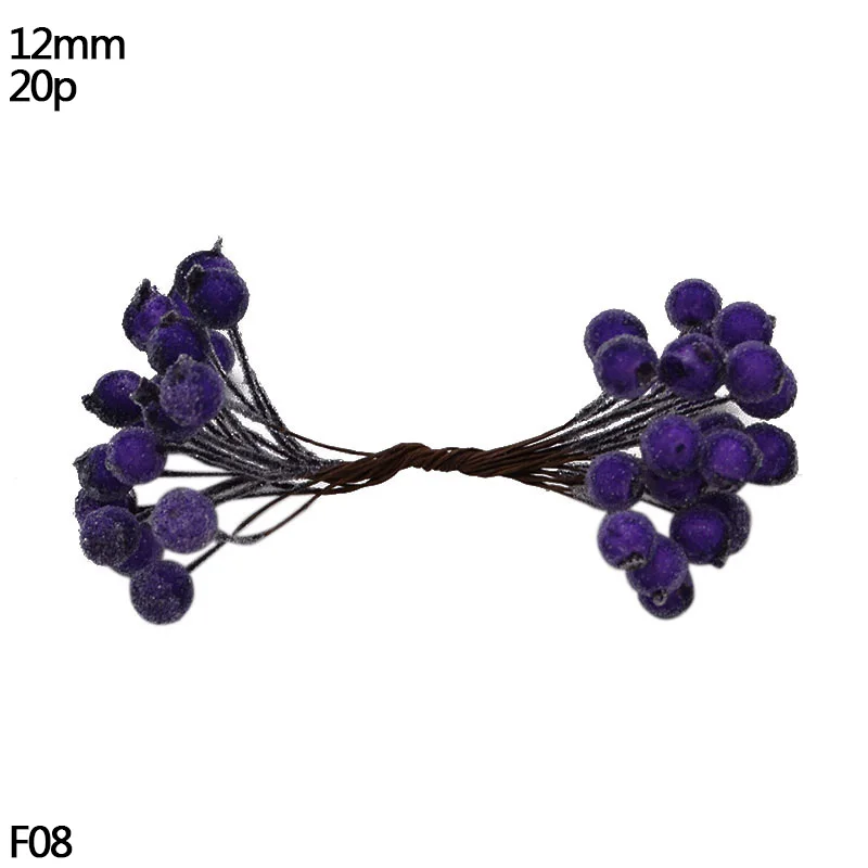 20pcs 12mm stamen Свадебные украшения фиолетовые тычинки ягоды искусственные ветки вишни цветы сделай сам цветок венки декоративный торт подарочная коробка Свадебный декор - Цвет: 20pcs 12mm stamen