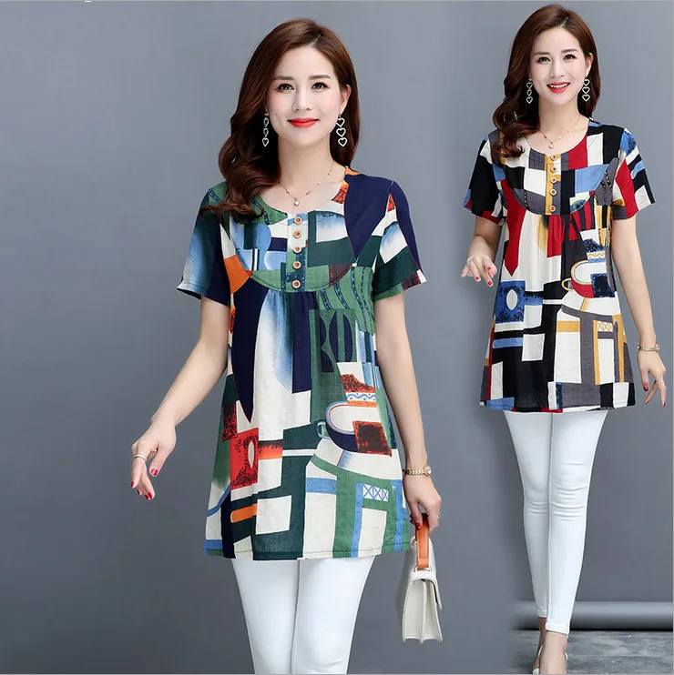 Хлопковые футболки топы для мам летний пуловер 2020 новинка среднего возраста с