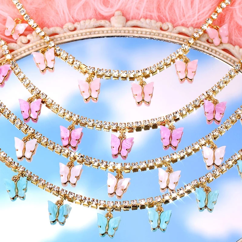 Цепочка-чокер Женская с кристаллами золотого и серебряного цвета 7 дюймов -