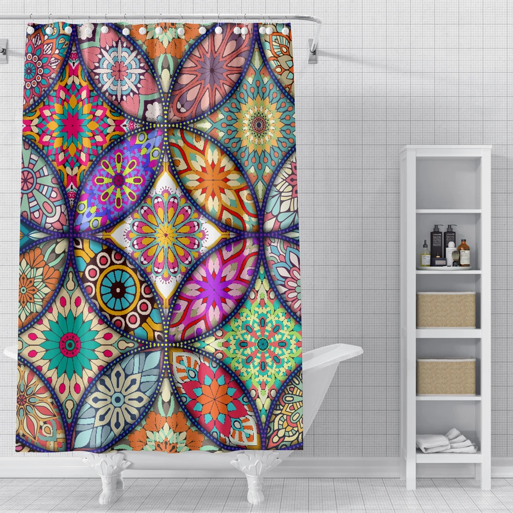 bohemian shower curtain mandala pattern printed decor bathroom curtains fabric waterproof polyester bath curtains with hooks free global shipping