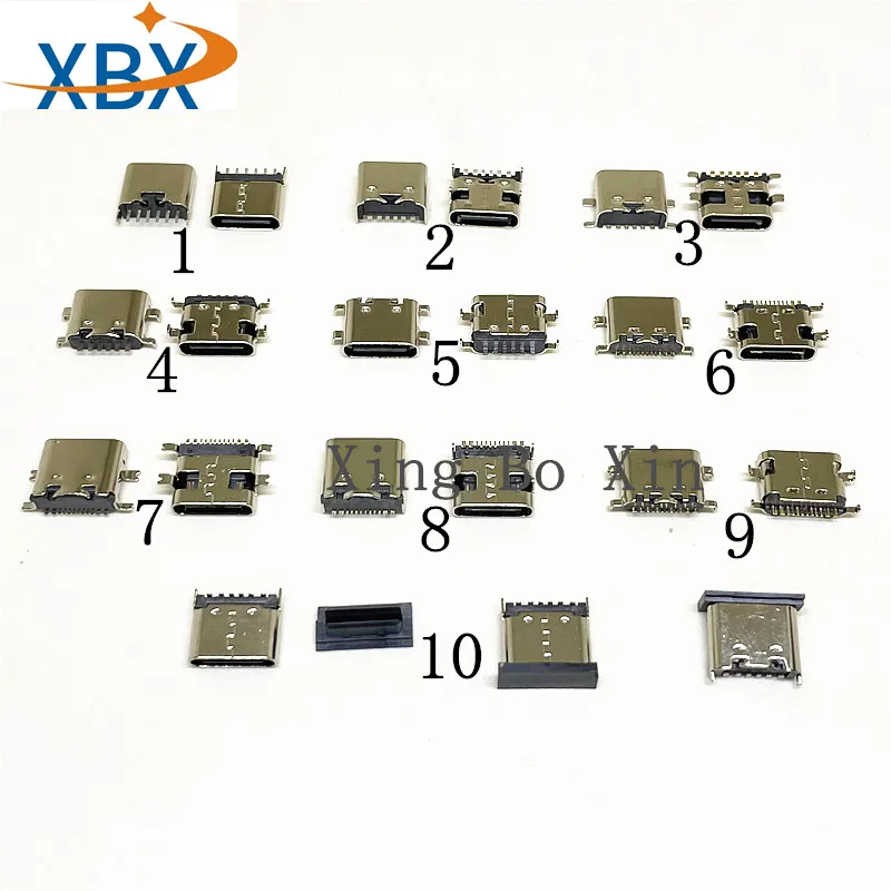 100 шт. 10 моделей USB-разъемы типа C для зарядки 6 и 16 контактов | Строительство ремонт