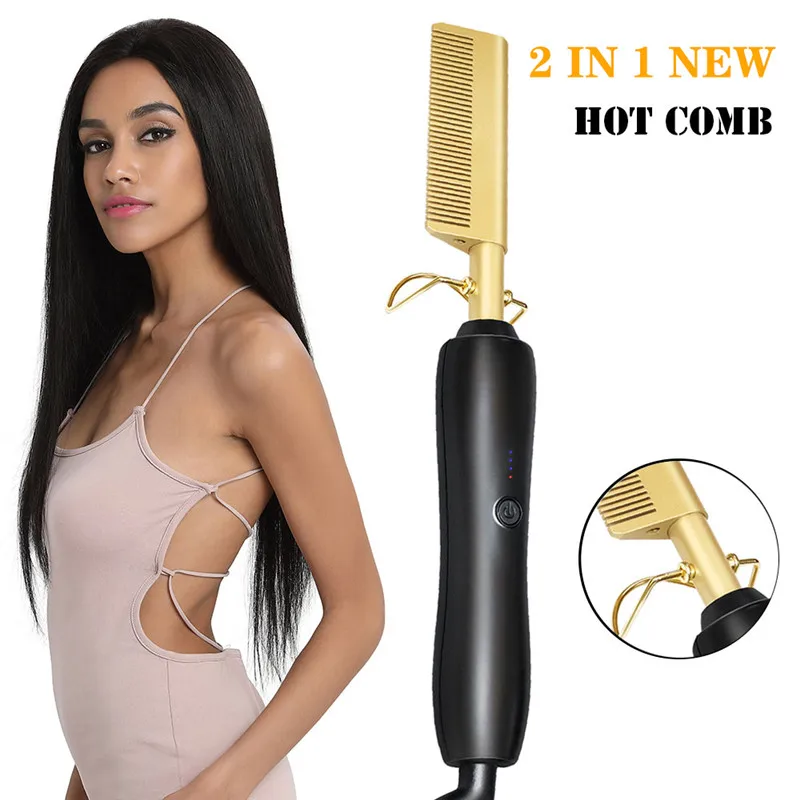 

2 in 1 Hair Straightener Hair Curler Electric Hot Heating Comb Hair Smooth Multifunctional Wet Dry Use Hair Straightening Stye