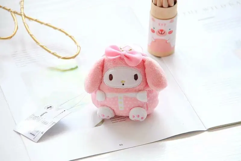 Мультфильм Sanrio, Hello Kitty с рисунками из мультфильма «My Melody Cinnamoroll Марка pom-Pom Purin плюшевые сумки для монет милый цепочка для ключей бумажник сумка для девочек Подарки