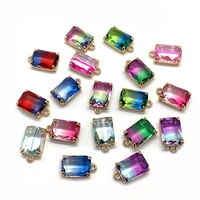 6pcs natural stone crystal pendant rectangle color gradient bulk jewelry making girl accessory earring necklace bracelet