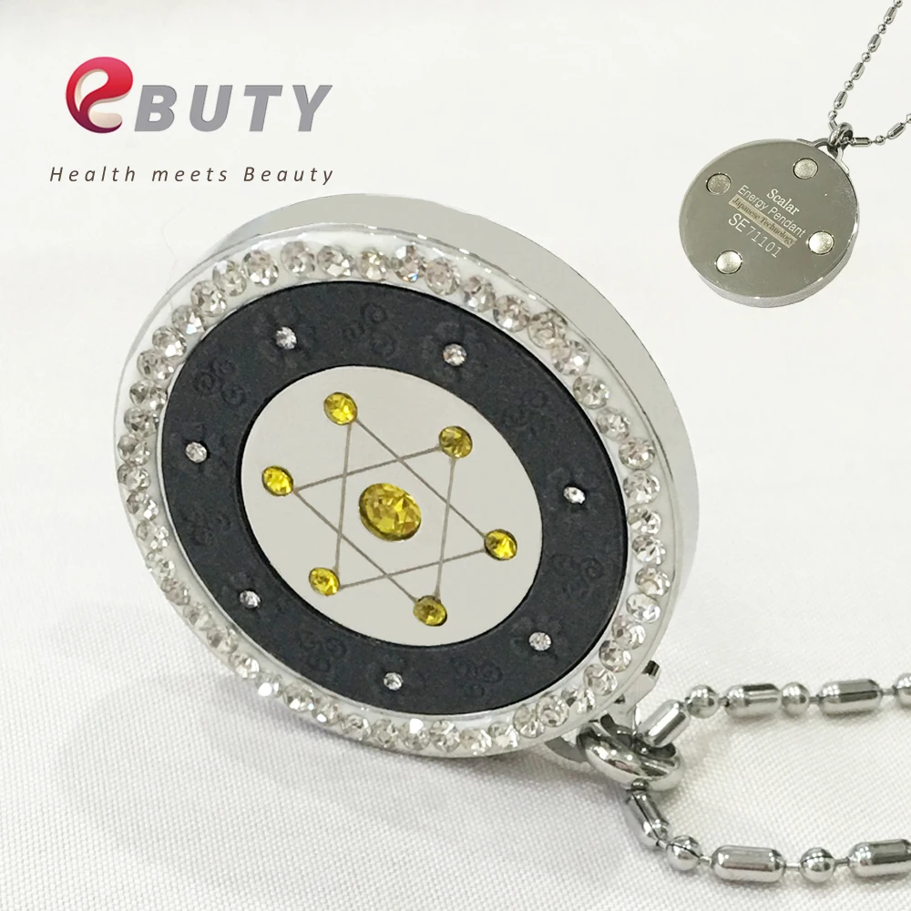 Yellow with Magnet EBUTY Давид кулон Лава звезда Квант энергии подвески 4000CC отрицательные ионы белый розовый красный желтый цвет с подарочной посылка коробка - Окраска металла: Yellow with Magnet