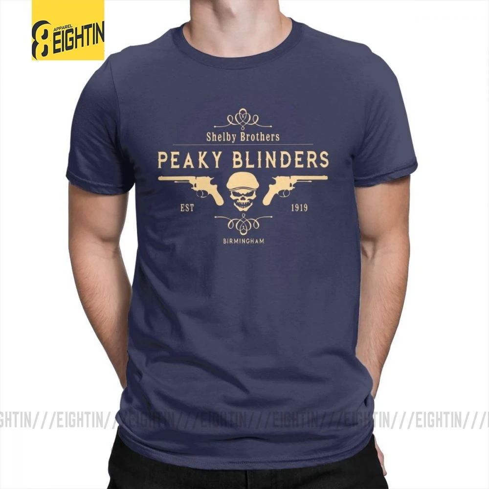 Тёмно-синий Peaky Blinders, футболка, Shelby Brothers, новинка, круглый вырез, короткий рукав, мужские белые футболки, хлопок, потрясающая одежда - Цвет: Тёмно-синий