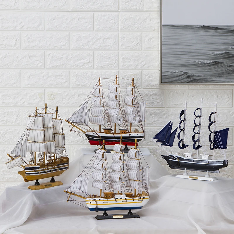 Фэншуй офис твердая древесина парусная лодка Модель Статуэтка для декора дома