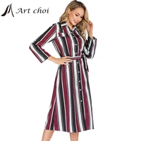 elegant women spring autumn midi striped petticoat blouse skirt dress ladies female party slit slim skirts with belt fashion
