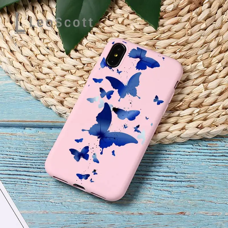 

Cute Butterfly Phone Case Candy Color for iPhone 11 12 mini pro XS MAX 8 7 6 6S Plus X 5S SE 2020 XR
