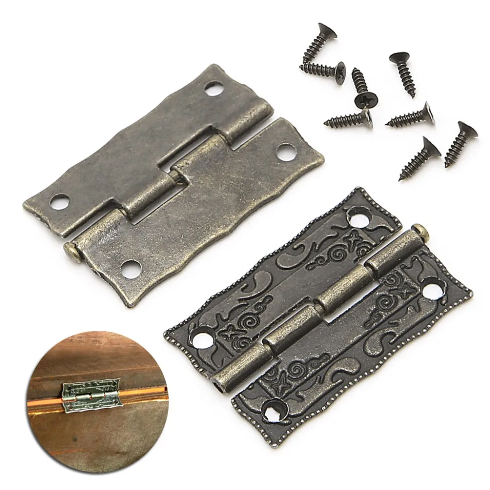 2x Antique Bronze Cabinet Furniture Door Drawer Jewellery Box Hinges 35x28mm Hardware | Обустройство дома